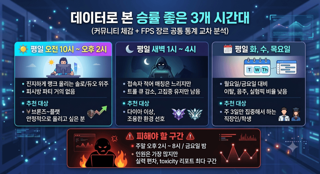 데이터로 본 승률 좋은 3개 시간대
