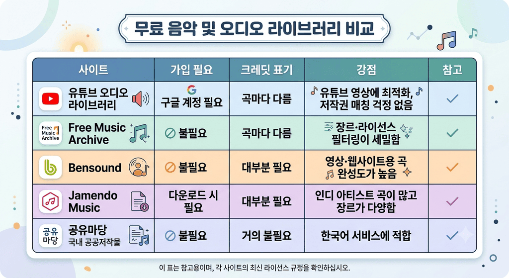 무료 음악 다운로드 사이트 비교