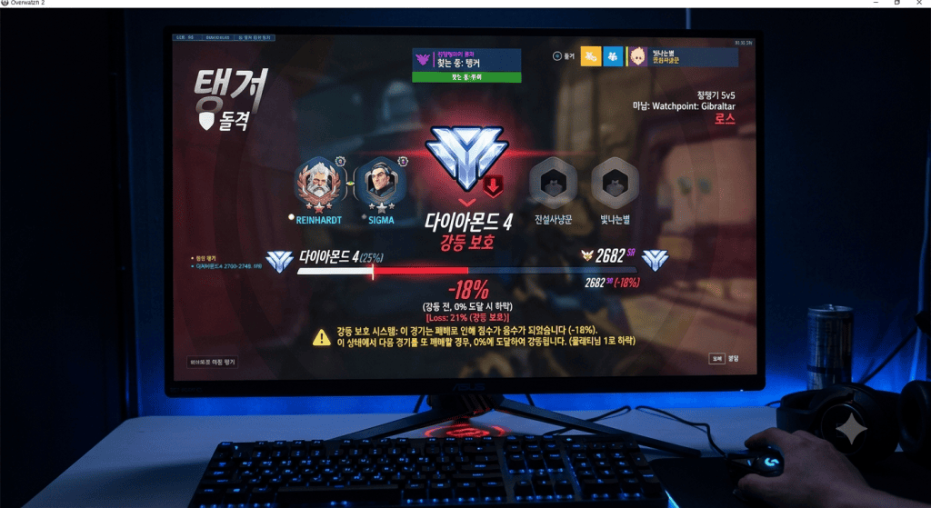 강등 보호 상태에서 진척도가 음수로 표시된 경쟁전 화면, 강등 메커니즘 이해 목적