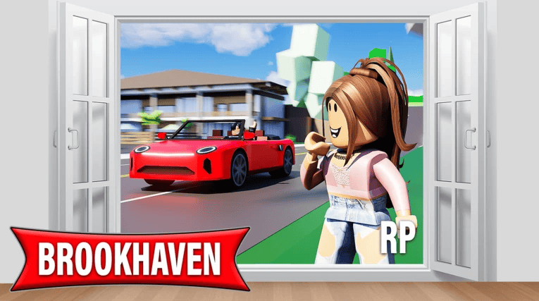 Brookhaven RP에서 집과 자동차를 꾸미며 역할놀이하는 장면으로 로블록스 인기 게임 TOP10 이해를 돕는 이미지