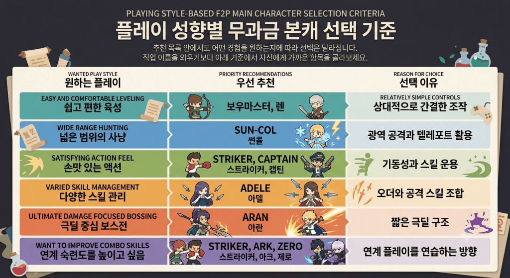 메이플스토리 직업별 사냥 방식과 보스전 플레이 성향 비교